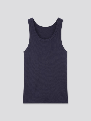 Men Dry Color Ribbed Tank Top