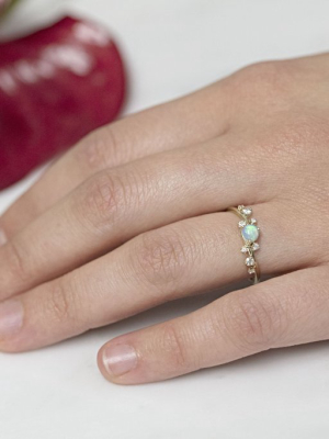 Organic Crossover Opal & Diamond Ring