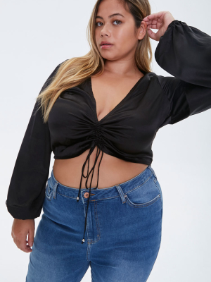 Plus Size Satin Crop Top