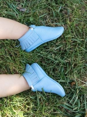 Baby Moccasins - Dusty Blue