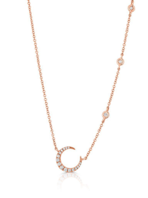 14kt Rose Gold Diamond Mini Lunar Necklace