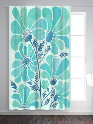 Americanflat Himalayan Blue Poppies By Modern Tropical Blackout Rod Pocket Single Curtain Panel 50x84