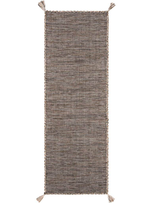 Montauk Washed Beige/black Runner Rug