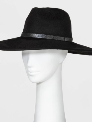 Women's Wide Down Brim Felt Fedora Hat - A New Day™ Black One Size
