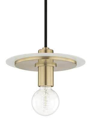 Milo 1 Light Small Pendant - Aged Brass/white