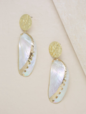 Down The Shore Shell & 18k Gold Plated Drop Earrings