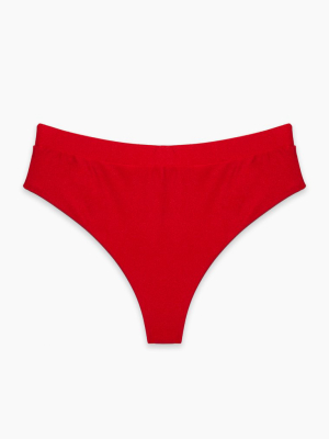 Tori High Waist Bikini Bottom (curves) - Red