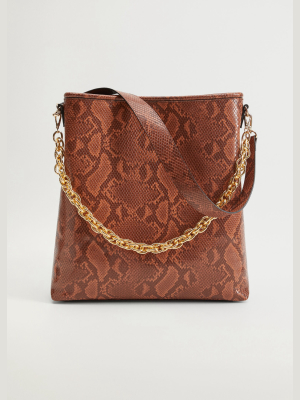 Snake-effect Shopper Bag