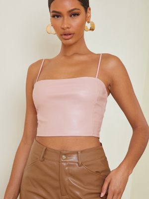 Light Pink Faux Leather Crop Top