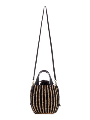 Tayla Canvas And Woven Straw Top Handle Bag