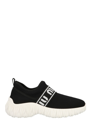 Miu Miu Logo Printed Knit Sneakers