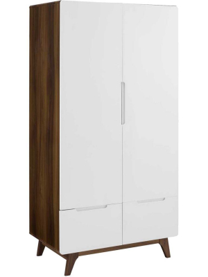 Orion Wood Wardrobe Cabinet Walnut/white