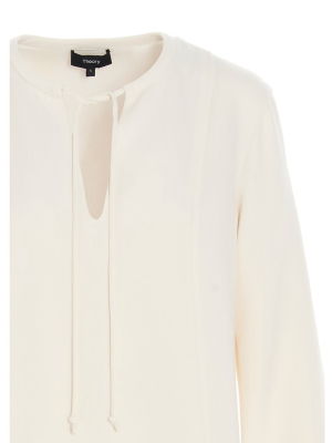 Theory Tie-neck Round Neck Blouse