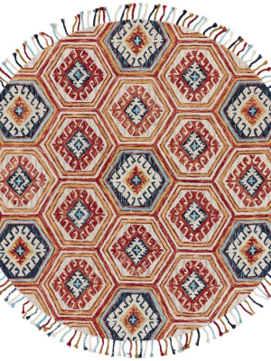 Feizy Abelia Tufted Suzani Wool Rug - Available In 4 Sizes - Navy & Gold & Orange