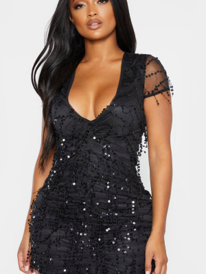 Shape Black Sequin Ruched Bodycon Dress