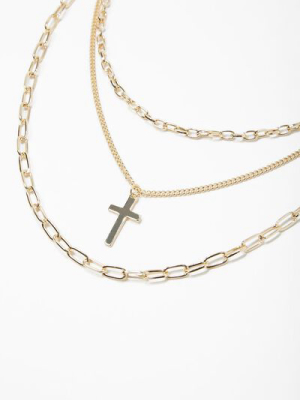 Cross Pendant Layered Necklace