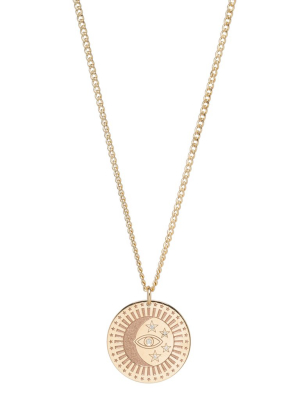 14k X-small Curb Chain Medium Celestial Protection Medallion With Diamond