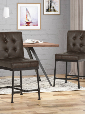 Set Of 2 Commonwealth Industrial Modern Counter Height Barstool - Christopher Knight Home