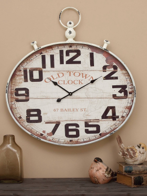 36" X 32" Traditional Iron And Glass Large Wall Clock With Finial Detail - Olivia & May