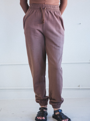 Sweatpants In Loam Brown Italian Fleece