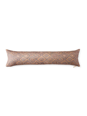 Honey Diamond Kuba Cloth - Lumbar Pillow