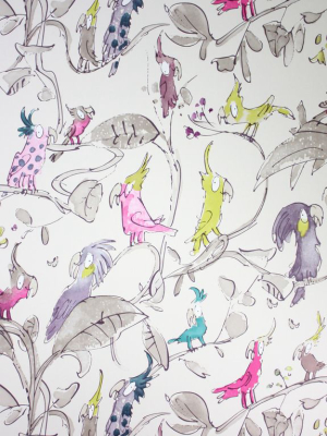 Sample Cockatoos Wallpaper In Tan And Colourful From The Zagazoo Collection By Osborne & Little