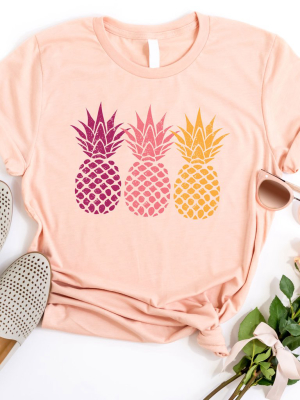 Warm Color Pineapples Graphic Tee