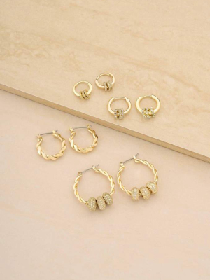 Multi Size Hoop Party 18k Gold Plated Earring Set