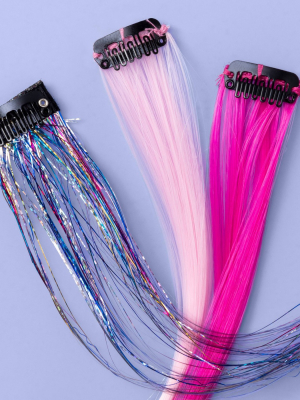 Girls' 3pk Faux Fur Hair Clips - More Than Magic™ Pink