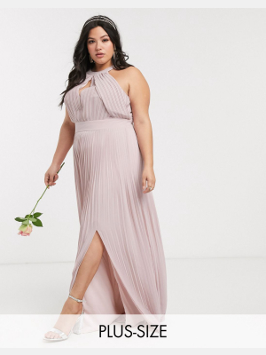 Tfnc Plus Bridesmaid Exclusive Pleated Maxi Dress In Pink