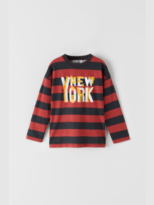 Striped T-shirt With Text