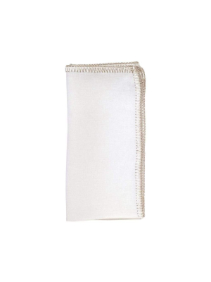 Kim Seybert Crotchet Edge Napkin In White & Silver - Set Of 4