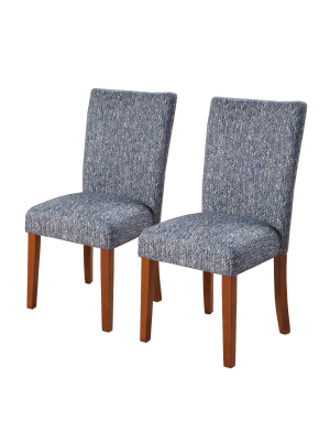 Set Of 2 Dining Chair With Wooden Legs Blue - Benzara