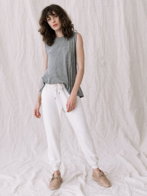 The Cropped Sweatpant. Solid -- Washed White