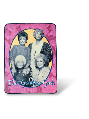 Just Funky Golden Girls Portrait Throw Blanket | Features A Smiling Cast | 60 X 45 Inches