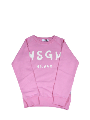 Msgm Kids Logo Print Crewneck Sweatshirt