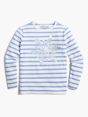 Girls' Snowflake Striped Graphic Tee