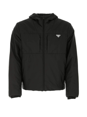 Prada Logo Plaque Hooded Jacket