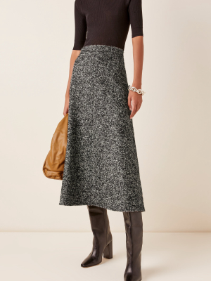 Sibyl Wool-blend Bouclé Tweed A-line Midi Skirt