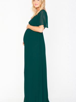 Emily Empire Maxi Dress ~ Emerald Chiffon