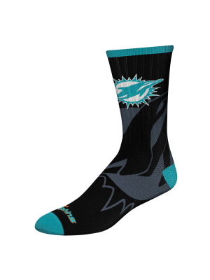 Nfl Miami Dolphins Tone Black Crew Socks - L