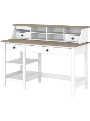 Bush Furniture 54 Computer Desk W/shelves And Desktop Organizer White/shiplap Gray May001gw2