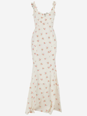 Alessandra Rich Floral Ruffle-detail Dress