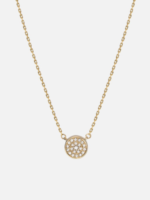 Horizon Necklace, 14k Gold Pavé