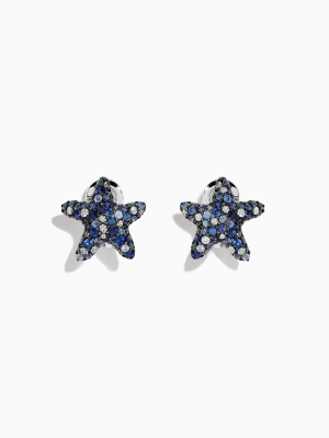 Effy Seaside Sterling Silver Blue Sapphire Starfish Earrings, 2.40 Tcw