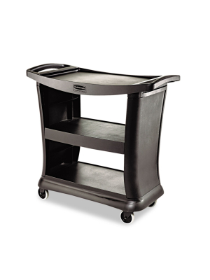 Rubbermaid Commercial Executive Service Cart Three-shelf 20-1/3w X 38-9/10d Black 9t6800bk