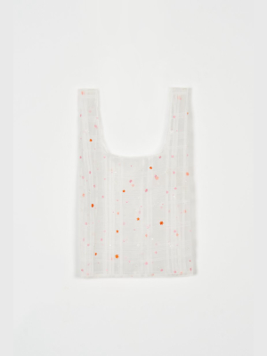 Floral Embroidery Organza Tote