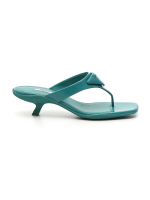 Prada Logo Plaque Thong Sandals