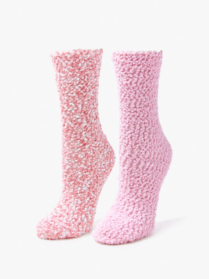 Popcorn Knit Crew Socks Set - 2 Pack