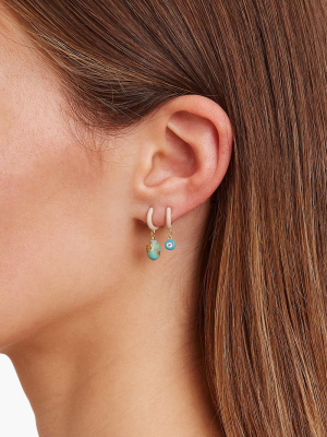 Turquoise Enamel With Champagne Diamond Earrings